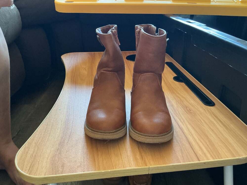 Toddler Girl Brown Faux Leather Side-Zip Buckle Boots